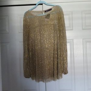 Romans plus size gold sheer shirt